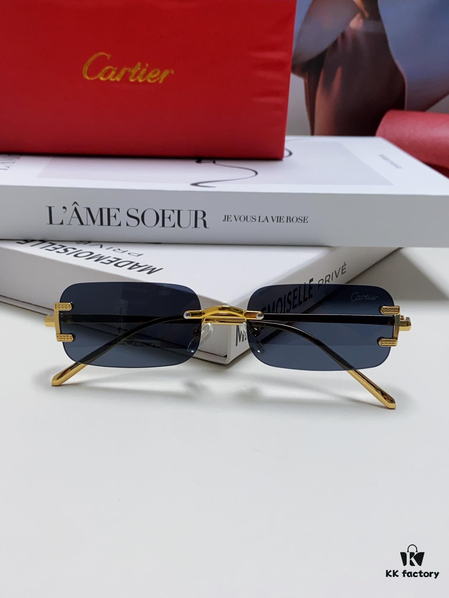 6931fc333a89a121ed54cb8a Cartier 2024 New Square Frameless Cut-Out Sunglasses for Women, Slimming and Stylish, European-American Fashion INS-Inspired Streetwear Chic, Trendy Small Sunglasses