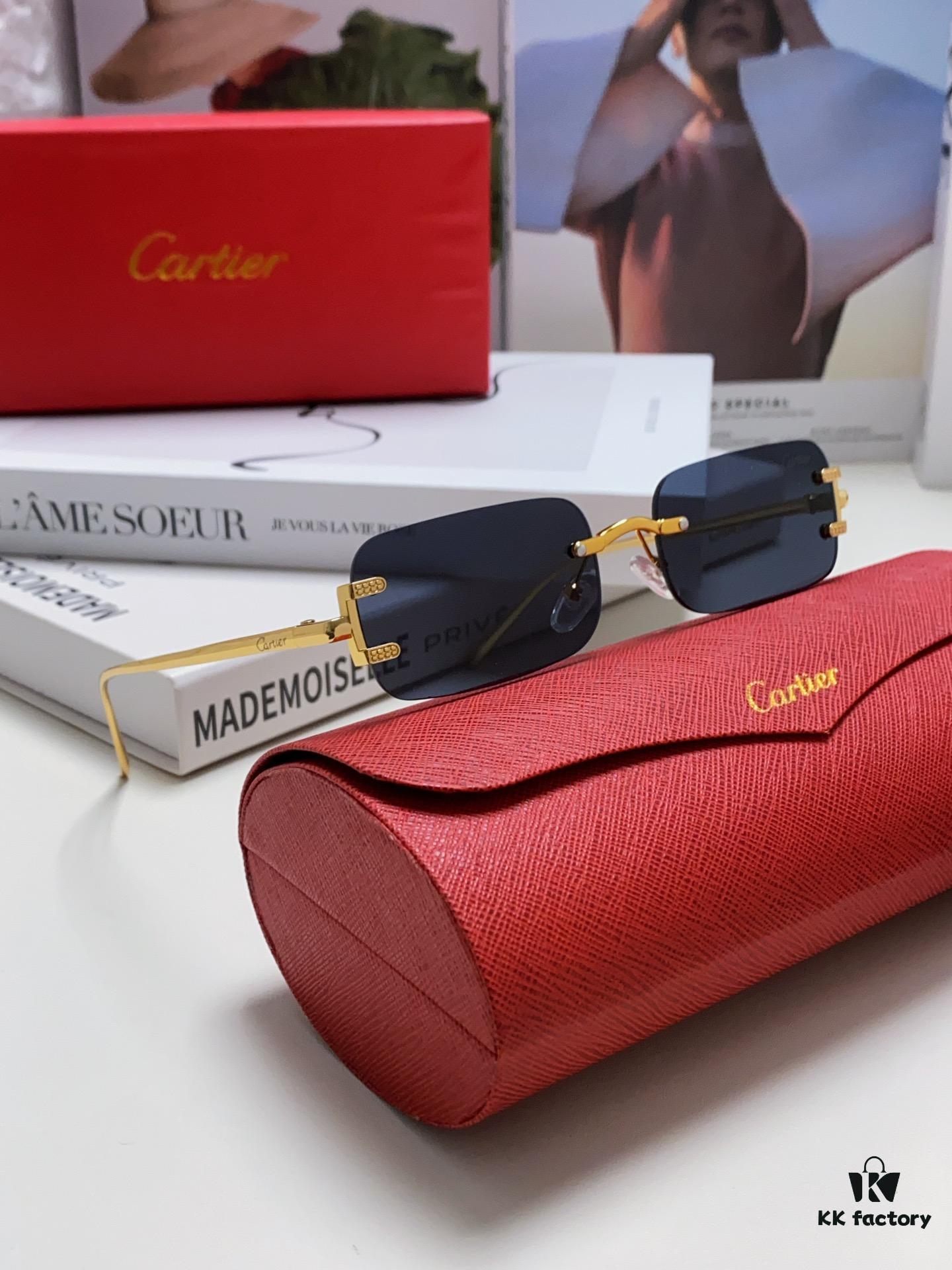 6931fc333a89a121ed54cb8b Cartier 2024 New Square Frameless Cut-Out Sunglasses for Women, Slimming and Stylish, European-American Fashion INS-Inspired Streetwear Chic, Trendy Small Sunglasses