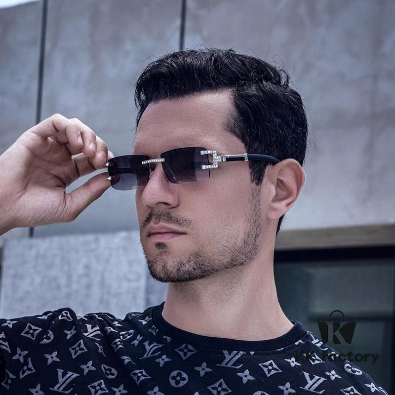6931fc483a89a121ed54cc9b Cartier 2024 New Retro Wooden-Leg Inspired Sunglasses, Frameless Diamond-Paved Fashion Unisex Sun Glasses for Men and Women