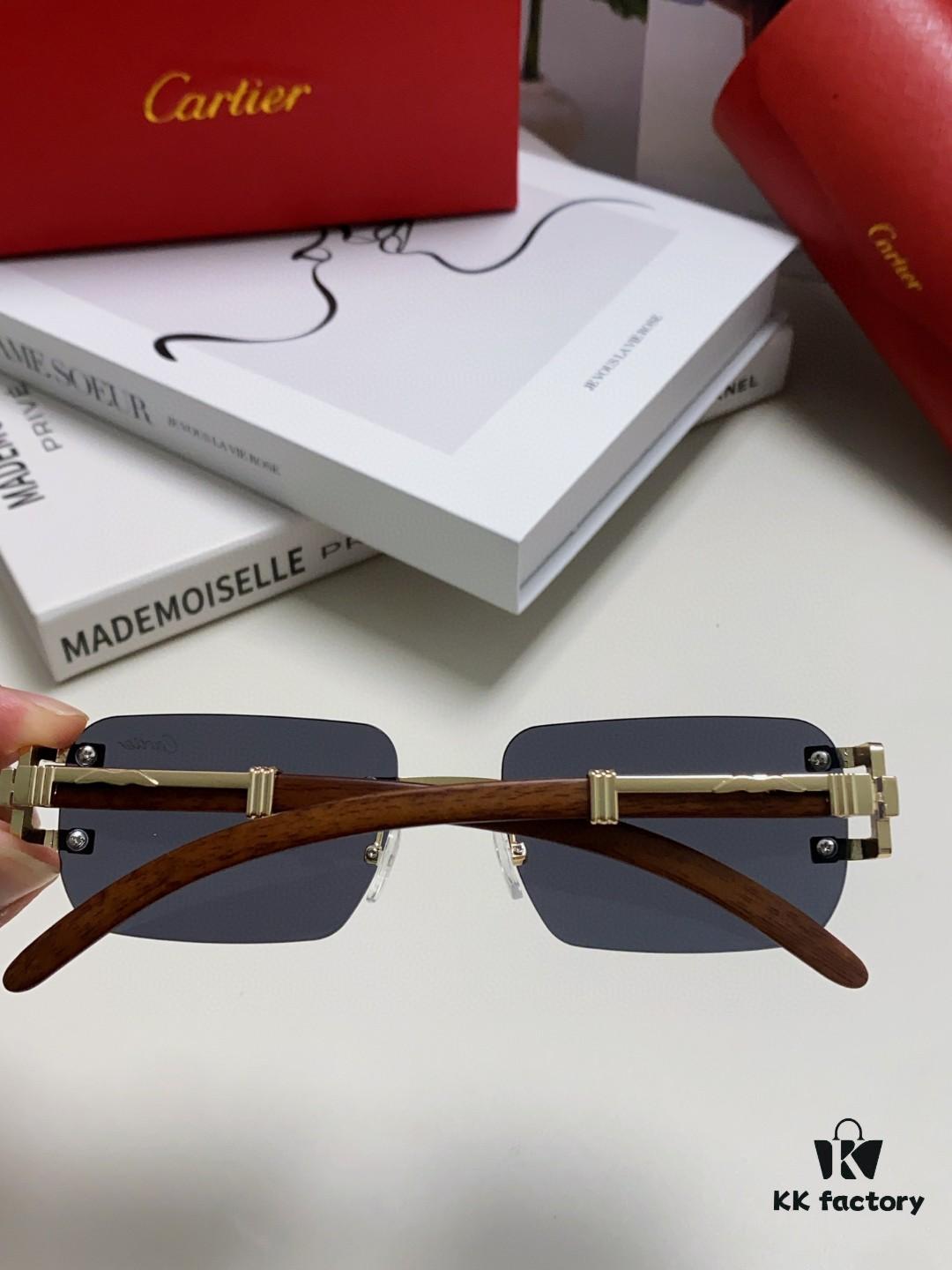 6931fc483a89a121ed54cca0 Cartier 2024 New Retro Wooden-Leg Inspired Sunglasses, Frameless Diamond-Paved Fashion Unisex Sun Glasses for Men and Women