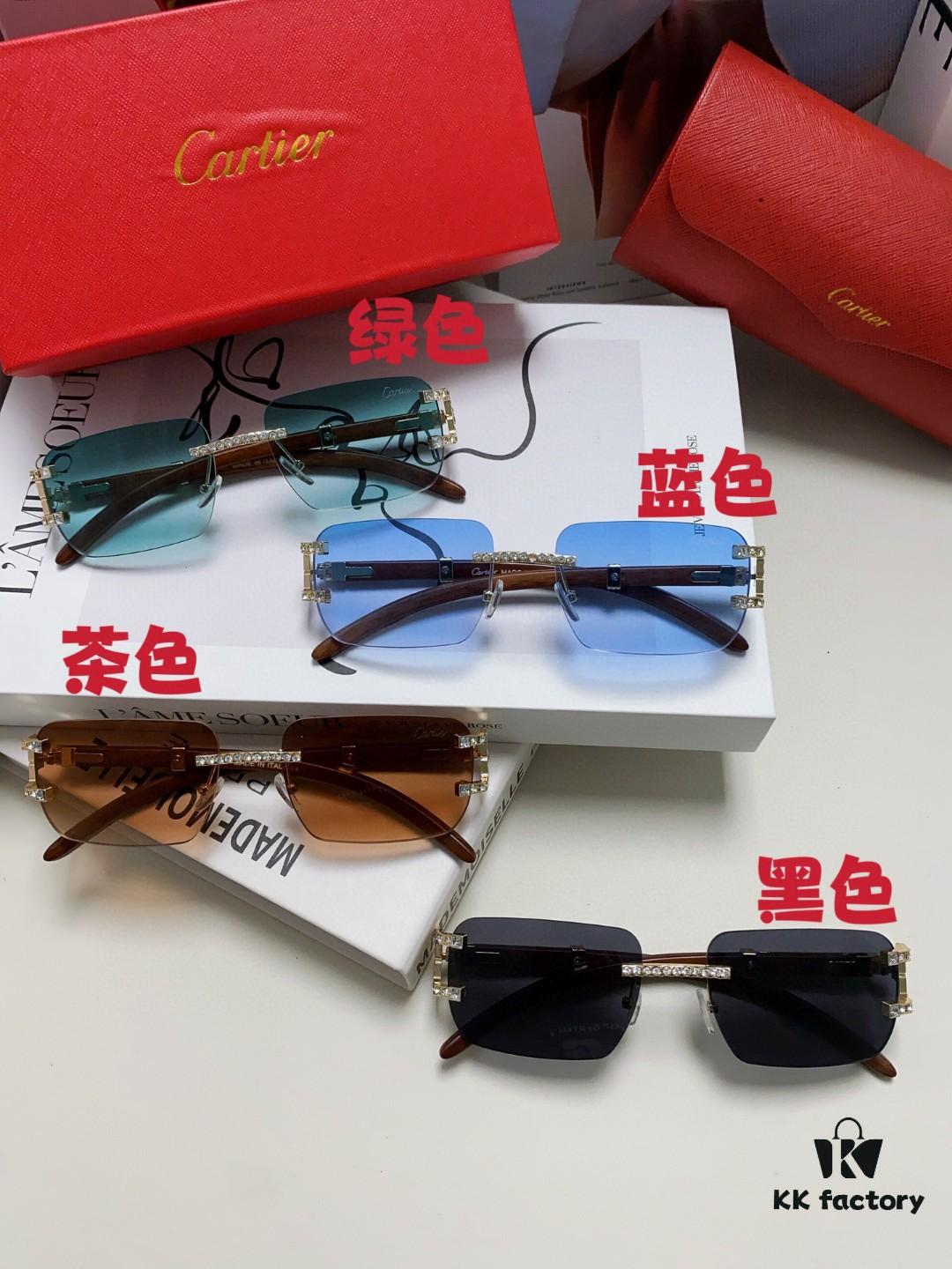 6931fc483a89a121ed54cca5 Cartier 2024 New Retro Wooden-Leg Inspired Sunglasses, Frameless Diamond-Paved Fashion Unisex Sun Glasses for Men and Women