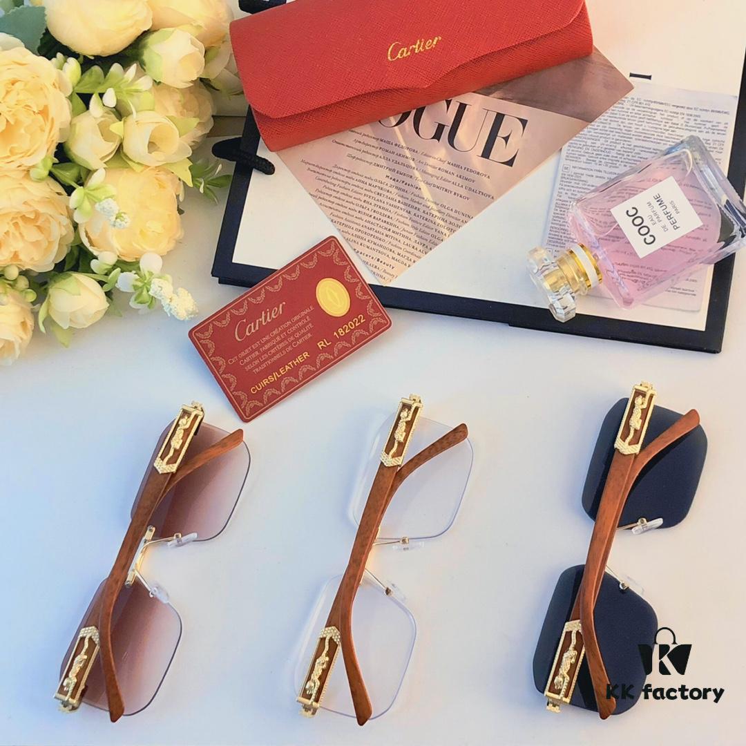 Cartier* European and American Celebrity Retro Fashion Square Frameless Cut-edge Sunglasses, Trendy Influencer Stylish Sun Glasses