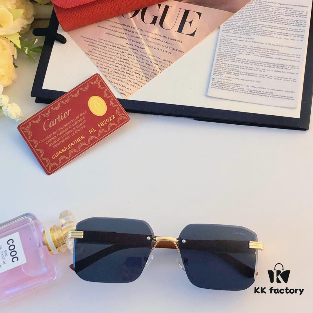Cartier* European and American Celebrity Retro Fashion Square Frameless Cut-edge Sunglasses, Trendy Influencer Stylish Sun Glasses