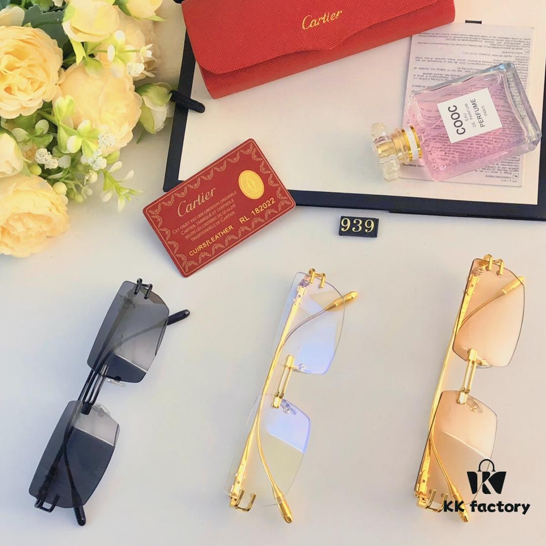 6931fc643a89a121ed54ce1e Cartier 2024 Summer Frameless Cut-out Square Sunglasses, Fashion Street Snap UV Protection Trendy Unisex Non-Prescription Glasses