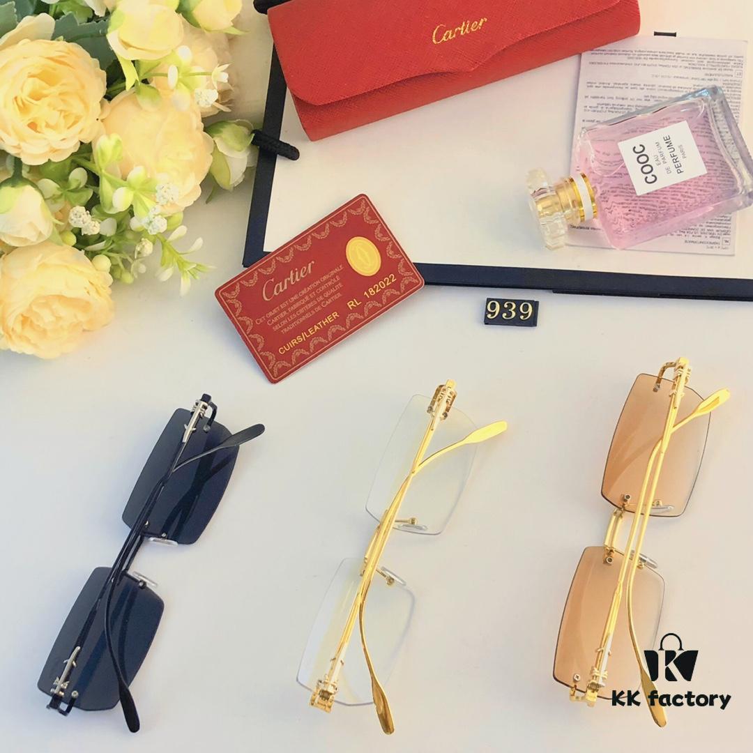 6931fc643a89a121ed54ce1f Cartier 2024 Summer Frameless Cut-out Square Sunglasses, Fashion Street Snap UV Protection Trendy Unisex Non-Prescription Glasses