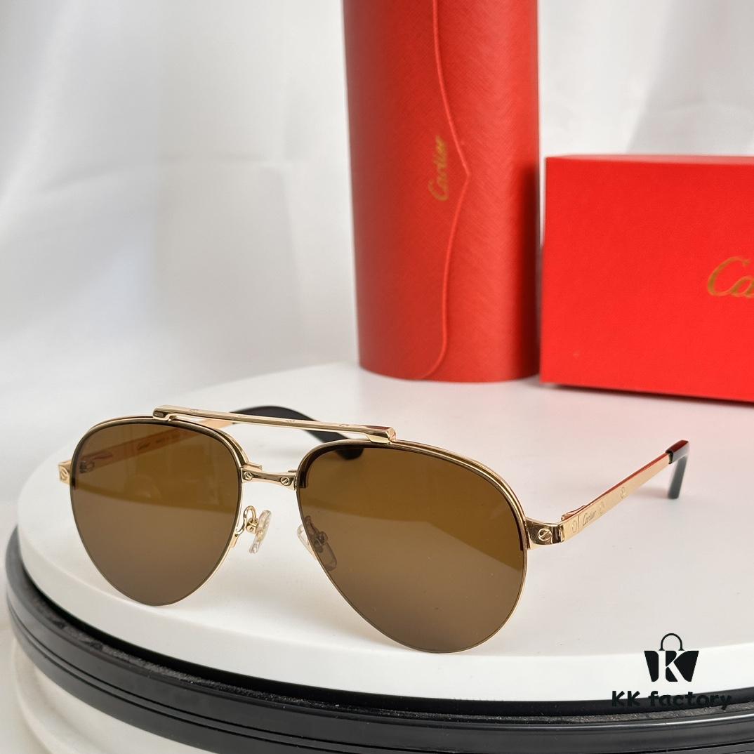 6931fc663a89a121ed54ce3a Cartier Original Website Version 1:1 Replica, MODEL: CT0354/S, Brand's Iconic Precious Sunglasses with Full Metal Frame, Unique Style and Semi-Rimmed Electroplating Craftsmanship Exuding Charm and Elegance