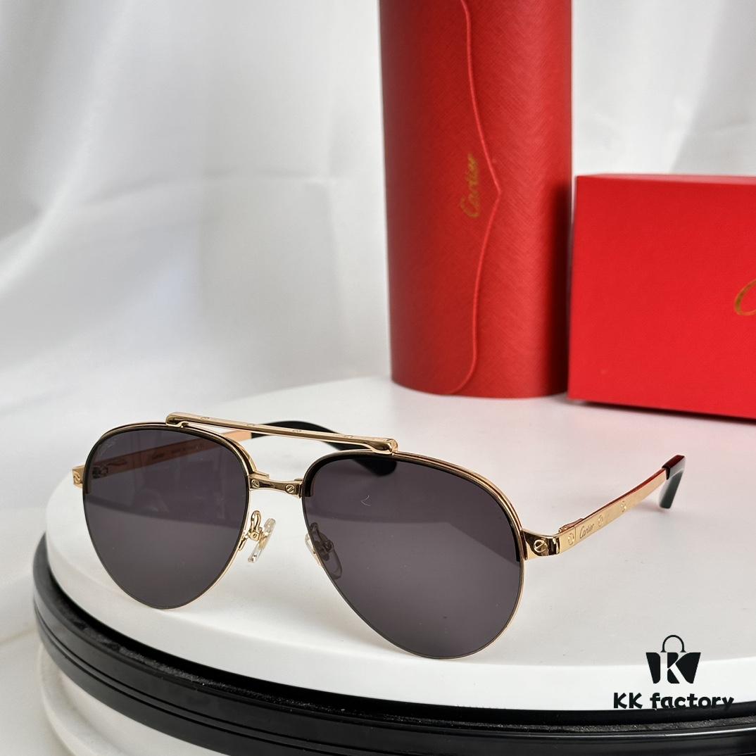 6931fc663a89a121ed54ce3c Cartier Original Website Version 1:1 Replica, MODEL: CT0354/S, Brand's Iconic Precious Sunglasses with Full Metal Frame, Unique Style and Semi-Rimmed Electroplating Craftsmanship Exuding Charm and Elegance