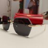 Cartier 2024 New Unframed Sunglasses for Women, Classic Leopard Print Temples, Diamond-Cut Edges, Gradient Lenses, Oversized Luxury Sunglasses
