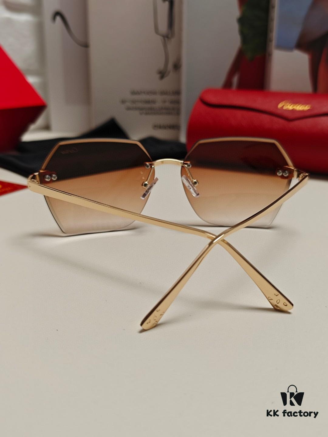 6931fc743a89a121ed54cef8 Cartier 2024 New Collection Frameless Sunglasses for Women, Classic Leopard Print Temples, Diamond-Cut Edges, Gradient Lenses, Oversized Luxury Design