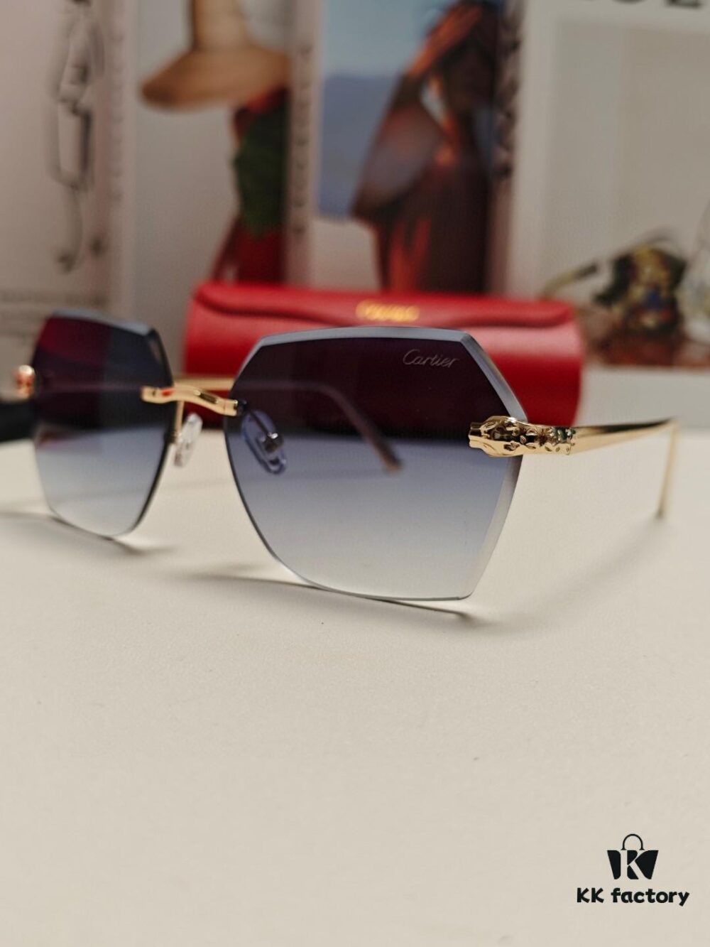6931fc753a89a121ed54ceff Cartier 2024 New Frameless Sunglasses for Women, Classic Leopard Print Temples 🐆, Diamond-Cut Edges, Gradient Lenses, Oversized Stylish Sunglasses