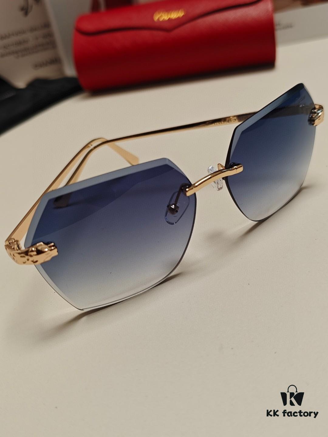 6931fc753a89a121ed54cf00 Cartier 2024 New Collection Frameless Sunglasses for Women, Classic Leopard-Print Temples, Diamond-Cut Edges, Gradient Lenses, Oversized Luxury Sunglasses
