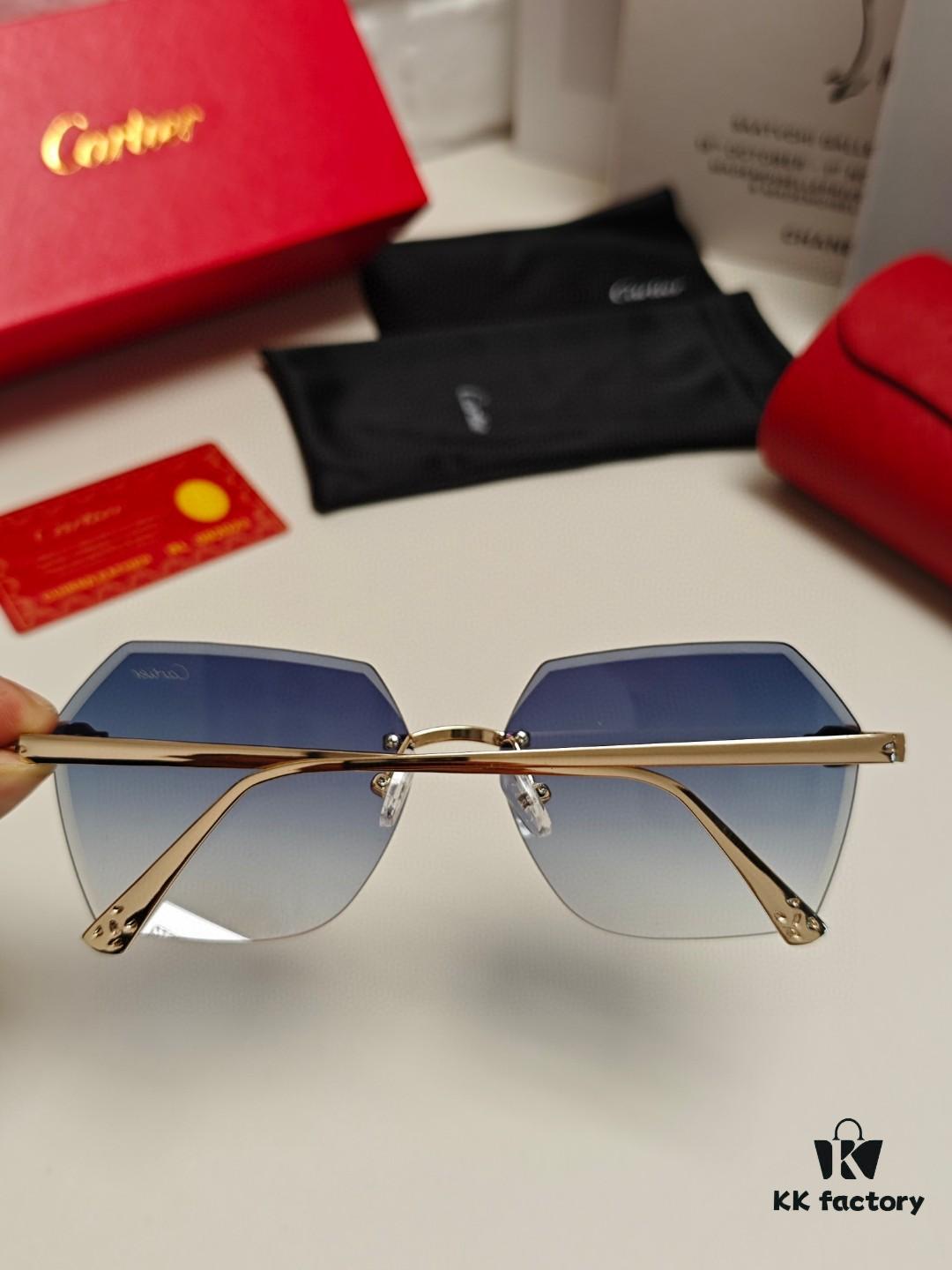 6931fc753a89a121ed54cf03 Cartier 2024 New Collection Frameless Sunglasses for Women, Classic Leopard-Print Temples, Diamond-Cut Edges, Gradient Lenses, Oversized Luxury Sunglasses
