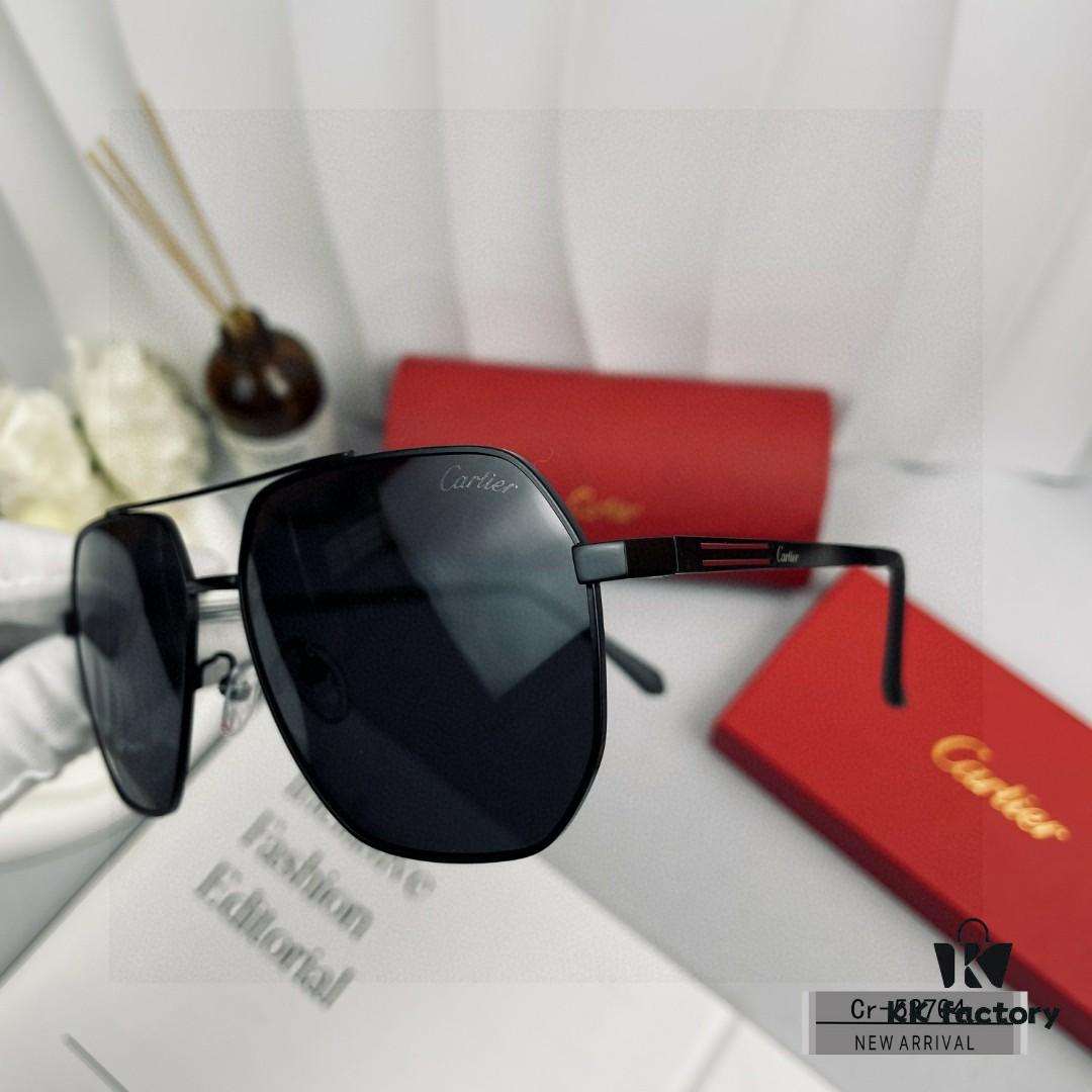 6931fc893a89a121ed54cfea Cartier France - Men's Lightweight Metal Frame Sunglasses with Polarized Lenses, Model 53704