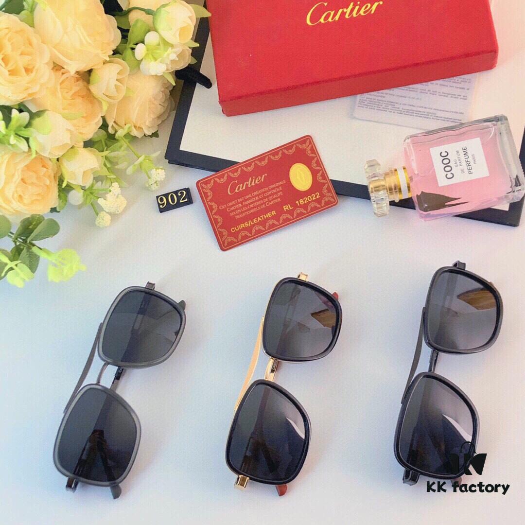Cartier New Classic Steampunk Style Sunglasses for Men, Retro Sun Metal Double Bridge Driving Glasses