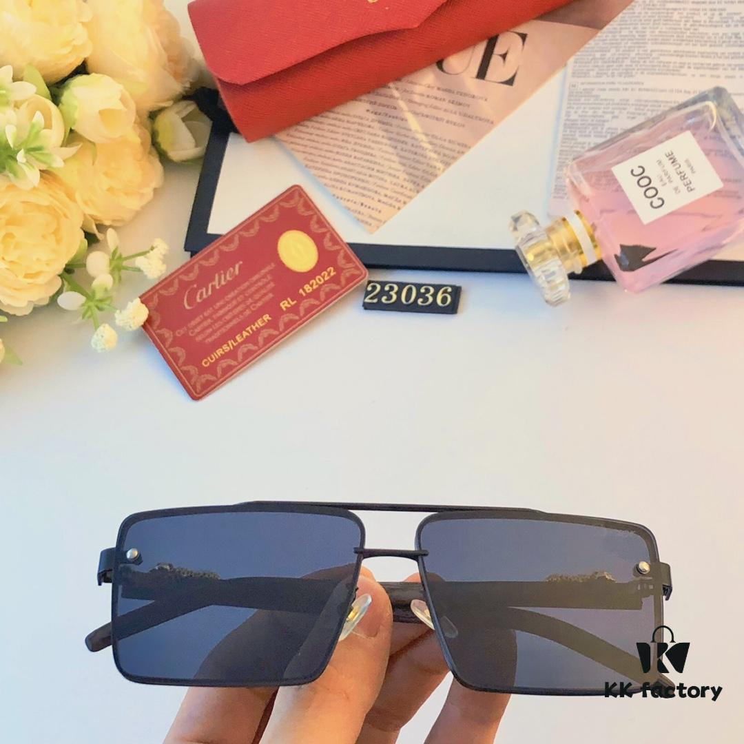 6931fc8f3a89a121ed54d03c Cartier New Fashion Metal Double-Bridge Sunglasses for Men, Square UV-Protective Driving Sunglasses for Outdoor Use