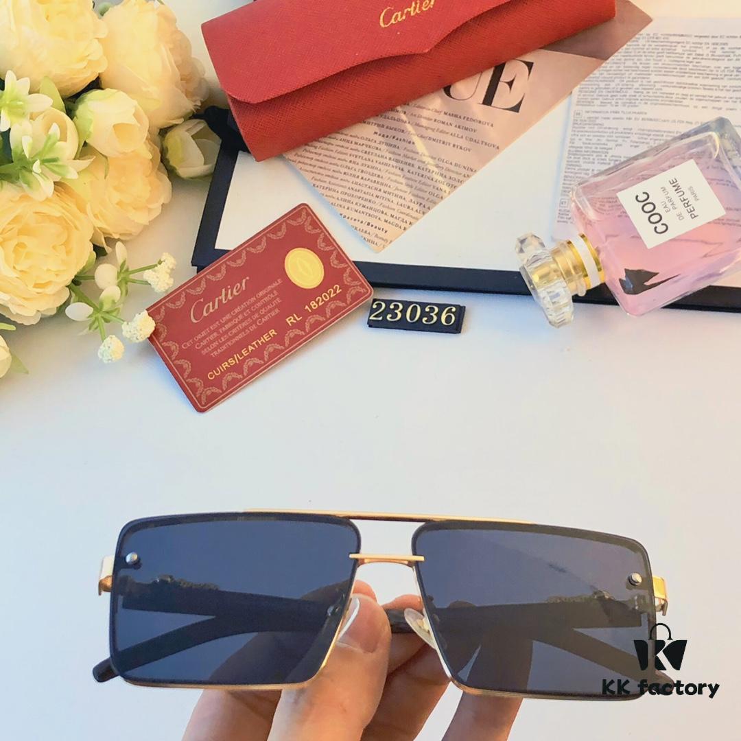 6931fc8f3a89a121ed54d03e Cartier New Fashion Metal Double-Bridge Sunglasses for Men, Square UV-Protective Driving Sunglasses for Outdoor Use