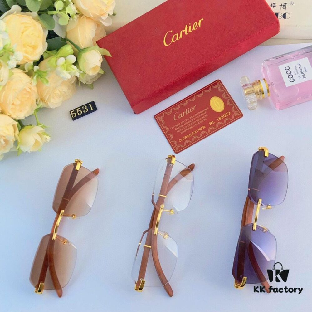 6931fc8f3a89a121ed54d03f Cartier 2024 New Arrival Wooden Grain Temple Sunglasses Unisex, Fashion Frameless Small Square Sunglasses with Premium Aesthetic
