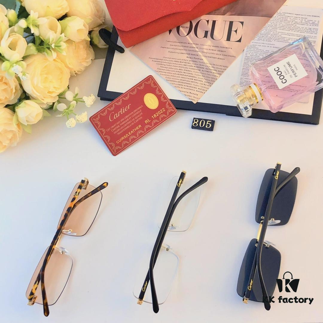 Cartier New Frameless Fashion Sunglasses, Slimming Look, UV Protection, Unisex Sun Glasses for Summer, Popular Influencer Style
