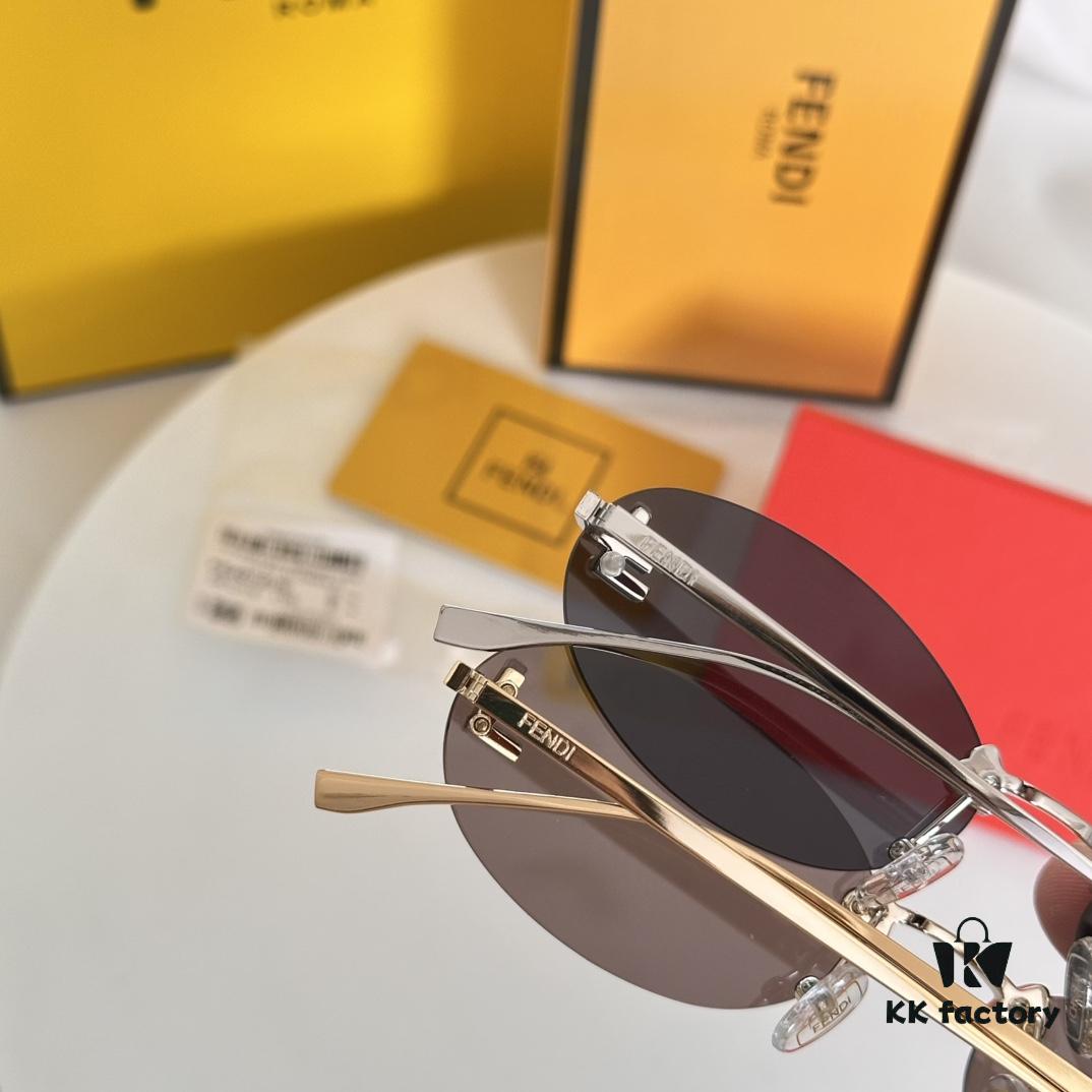 6931fc9a3a89a121ed54d0d0 FFENDI* Detail Image, Dual F Inside and Out, OBE Custom, Fully Matched Details, True 1:1 Replica, Model: FE4075US, Size: 54-15-135, Eyeglasses Sunglasses