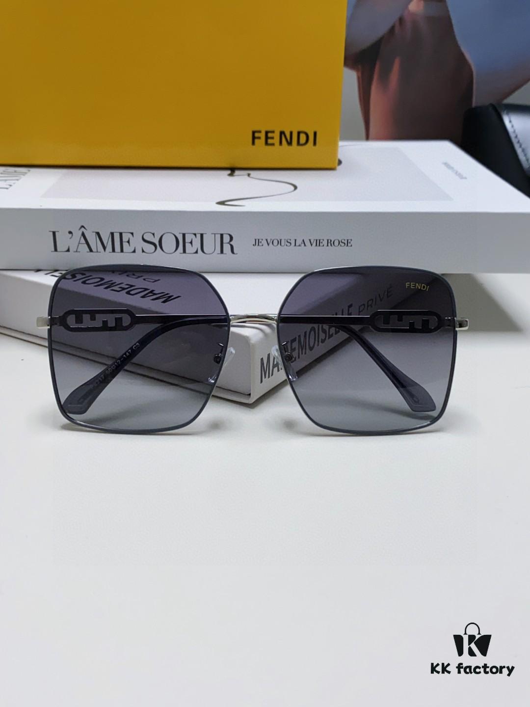 6931fca53a89a121ed54d15f Fendi 2024 New Large Round Oversized Metal Sunglasses for Women, Slimming Polarized UV Protection Sun Glasses