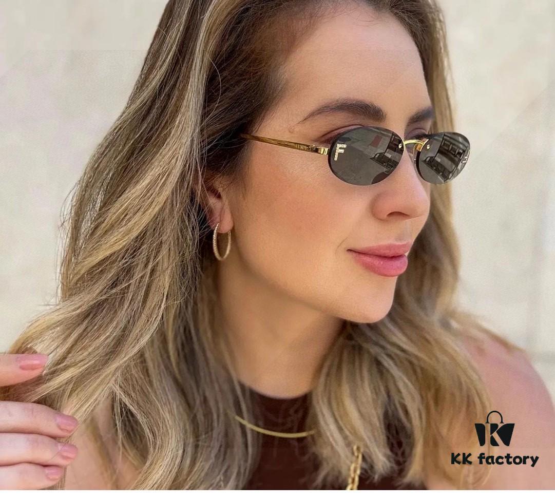 6931fcb33a89a121ed54d1e7 Fendi 2025 New Arrival Metal Frameless Oval Sunglasses for Women, Stylish and Unique UV-Protective Shades Unisex Sun Glasses