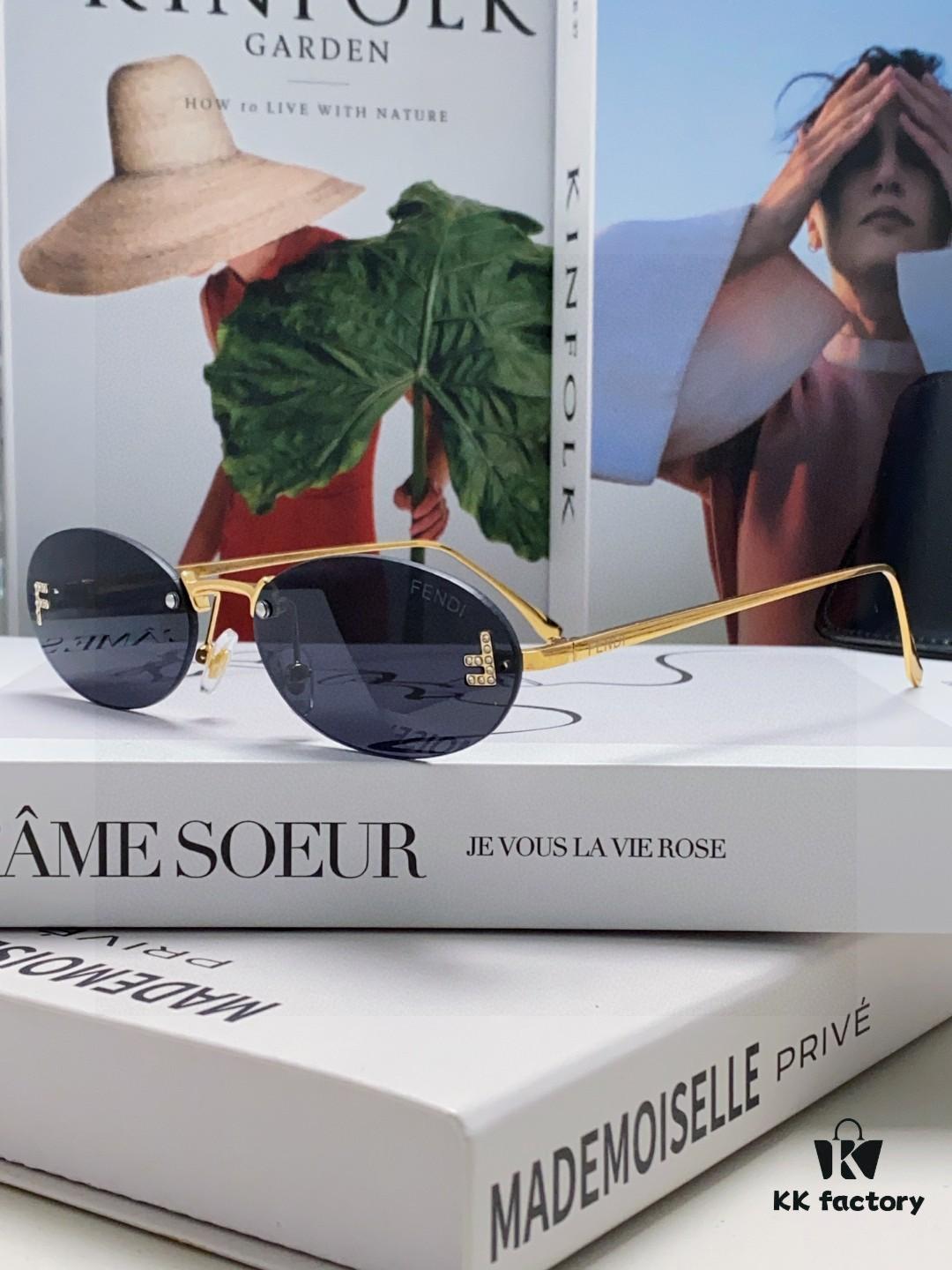 6931fcb33a89a121ed54d1e8 Fendi 2025 New Arrival Metal Frameless Oval Sunglasses for Women, Stylish and Unique UV-Protective Shades Unisex Sun Glasses
