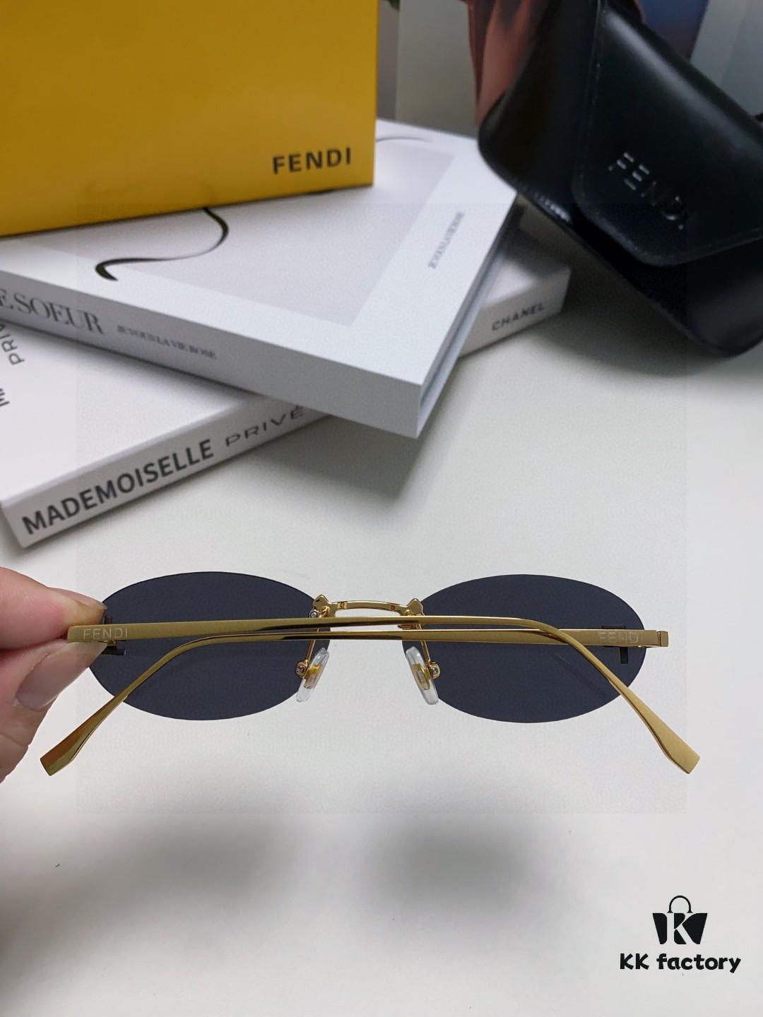 6931fcb33a89a121ed54d1ec Fendi 2025 New Arrival Metal Frameless Oval Sunglasses for Women, Stylish and Unique UV-Protective Shades Unisex Sun Glasses