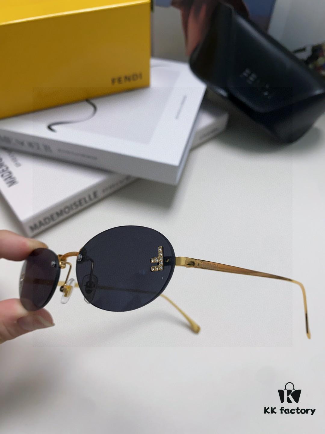 6931fcb33a89a121ed54d1ed Fendi 2025 New Arrival Metal Frameless Oval Sunglasses for Women, Stylish and Unique UV-Protective Shades Unisex Sun Glasses
