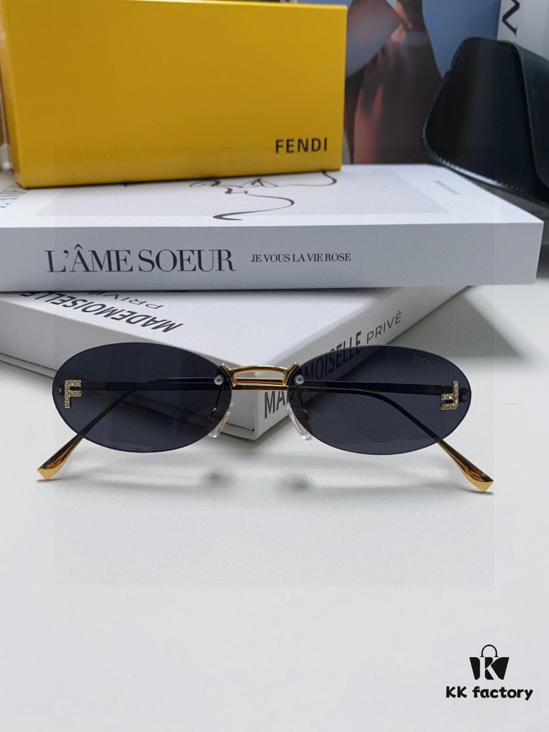 6931fcb33a89a121ed54d1ee Fendi 2025 New Arrival Metal Frameless Oval Sunglasses for Women, Stylish and Unique UV-Protective Shades Unisex Sun Glasses