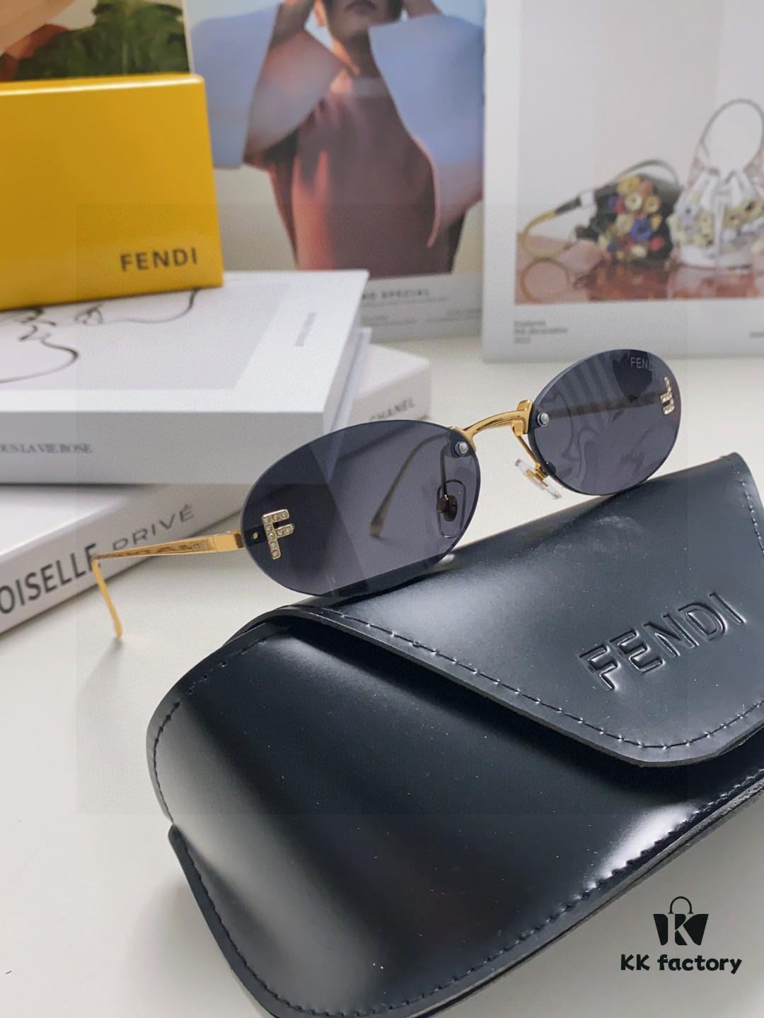 6931fcb33a89a121ed54d1ef Fendi 2025 New Arrival Metal Frameless Oval Sunglasses for Women, Stylish and Unique UV-Protective Shades Unisex Sun Glasses