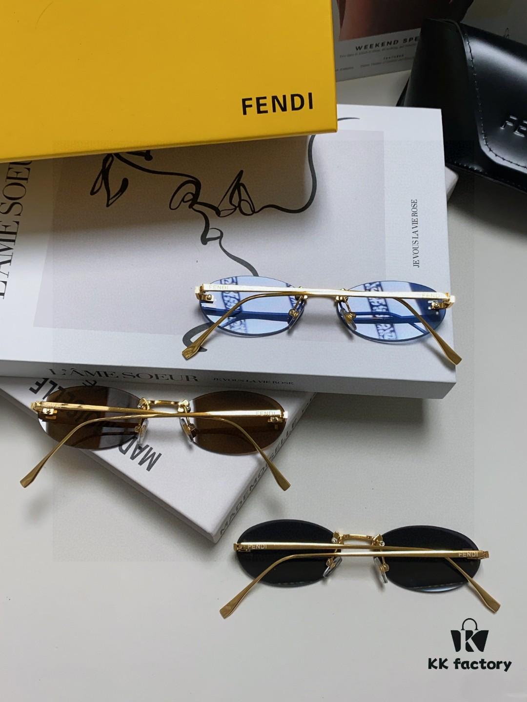 6931fcb33a89a121ed54d1f0 Fendi 2025 New Arrival Metal Frameless Oval Sunglasses for Women, Stylish and Unique UV-Protective Shades Unisex Sun Glasses