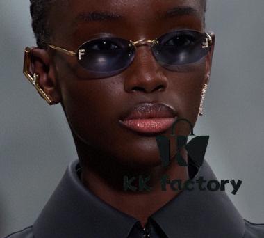 6931fcb43a89a121ed54d1fe Fendi 2024 New Arrival Metal Frameless Oval Sunglasses for Women, Stylish and Unique Unisex UV-Protective Shades