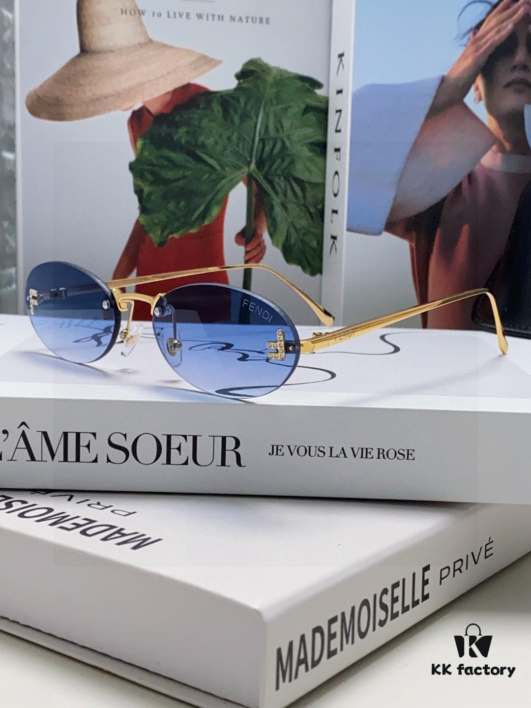 6931fcb43a89a121ed54d200 Fendi 2025 New Arrival Metal Frameless Oval Sunglasses for Women, Fashionable and Stylish Unisex UV-Protective Sun Glasses