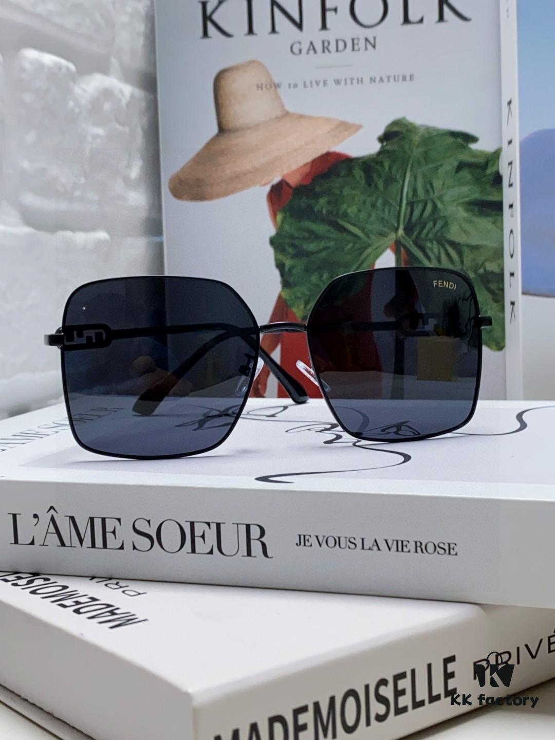 6931fcb53a89a121ed54d20b Fendi 2025 New Arrival Oversized Round Metal Sunglasses for Women, Flattering Large Frame Polarized UV Protection Sun Glasses