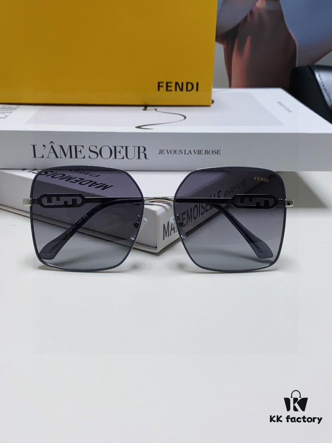 6931fcb63a89a121ed54d21a Fendi 2025 New Large Round Oversized Metal Sunglasses for Women, Slimming Polarized Sun Protection Eyewear