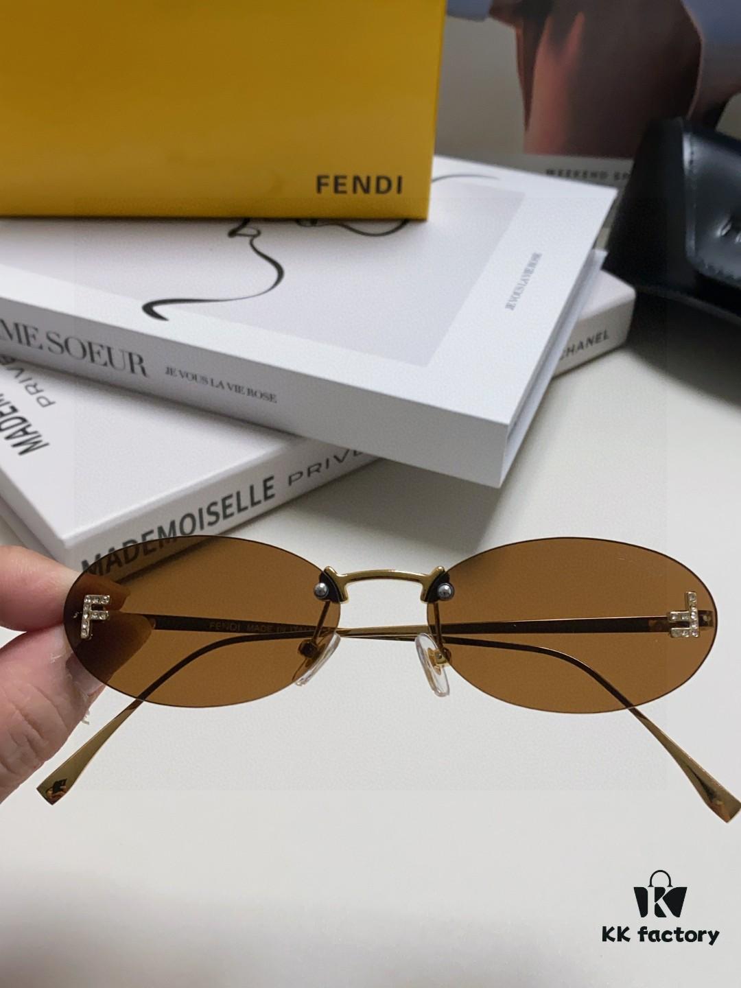 6931fcbf3a89a121ed54d296 Fendi 2024 New Arrival Metal Frameless Oval Sunglasses for Women, Stylish and Unique Unisex UV-Protective Eyewear