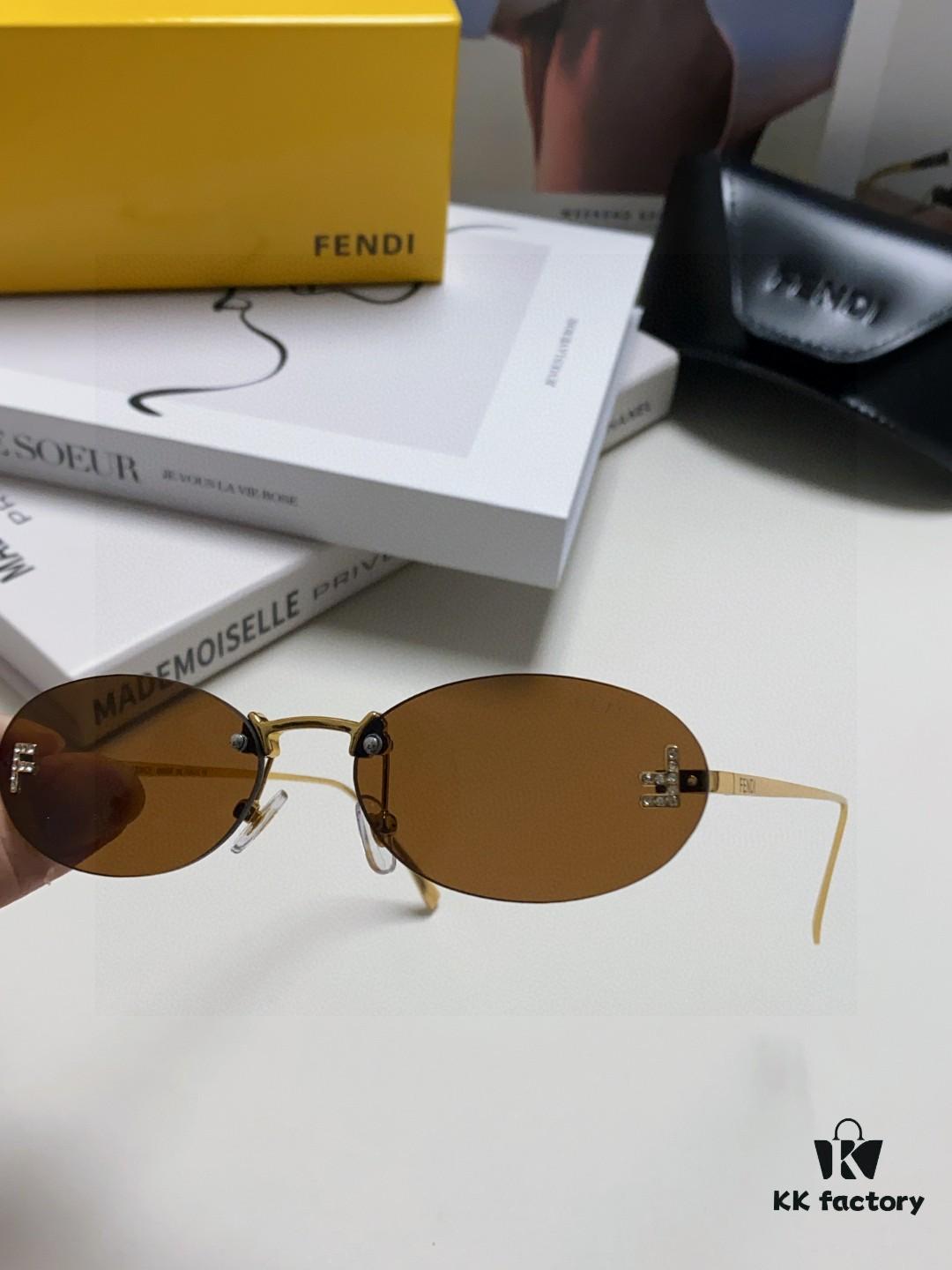6931fcbf3a89a121ed54d298 Fendi 2024 New Arrival Metal Frameless Oval Sunglasses for Women, Stylish and Unique Unisex UV-Protective Eyewear