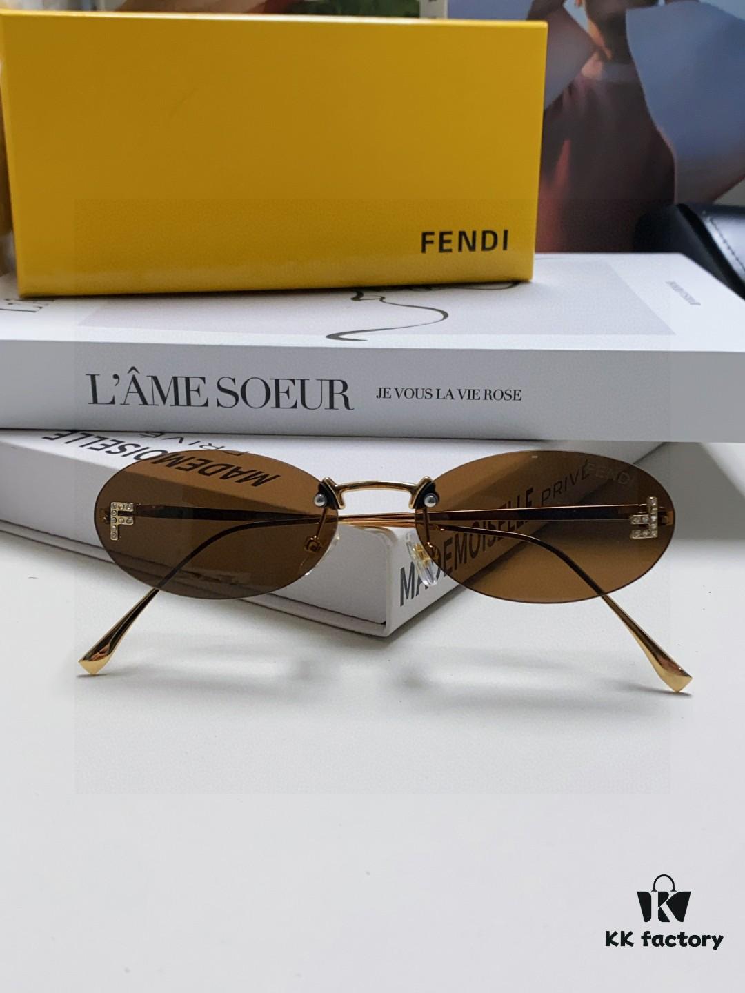 6931fcc03a89a121ed54d299 Fendi 2024 New Arrival Metal Frameless Oval Sunglasses for Women, Stylish and Unique Unisex UV-Protective Eyewear