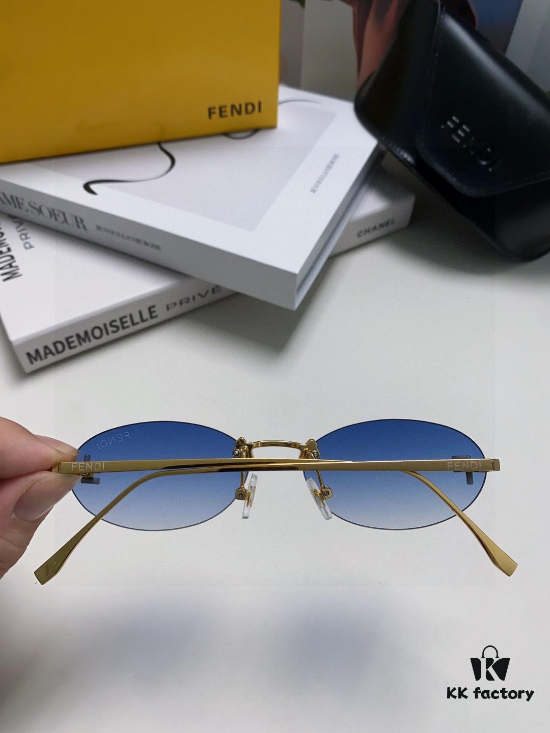 6931fcc03a89a121ed54d2a1 Fendi 2024 New Arrival Metal Frameless Oval Sunglasses for Women, Stylish and Unique Unisex UV-Protective Shades