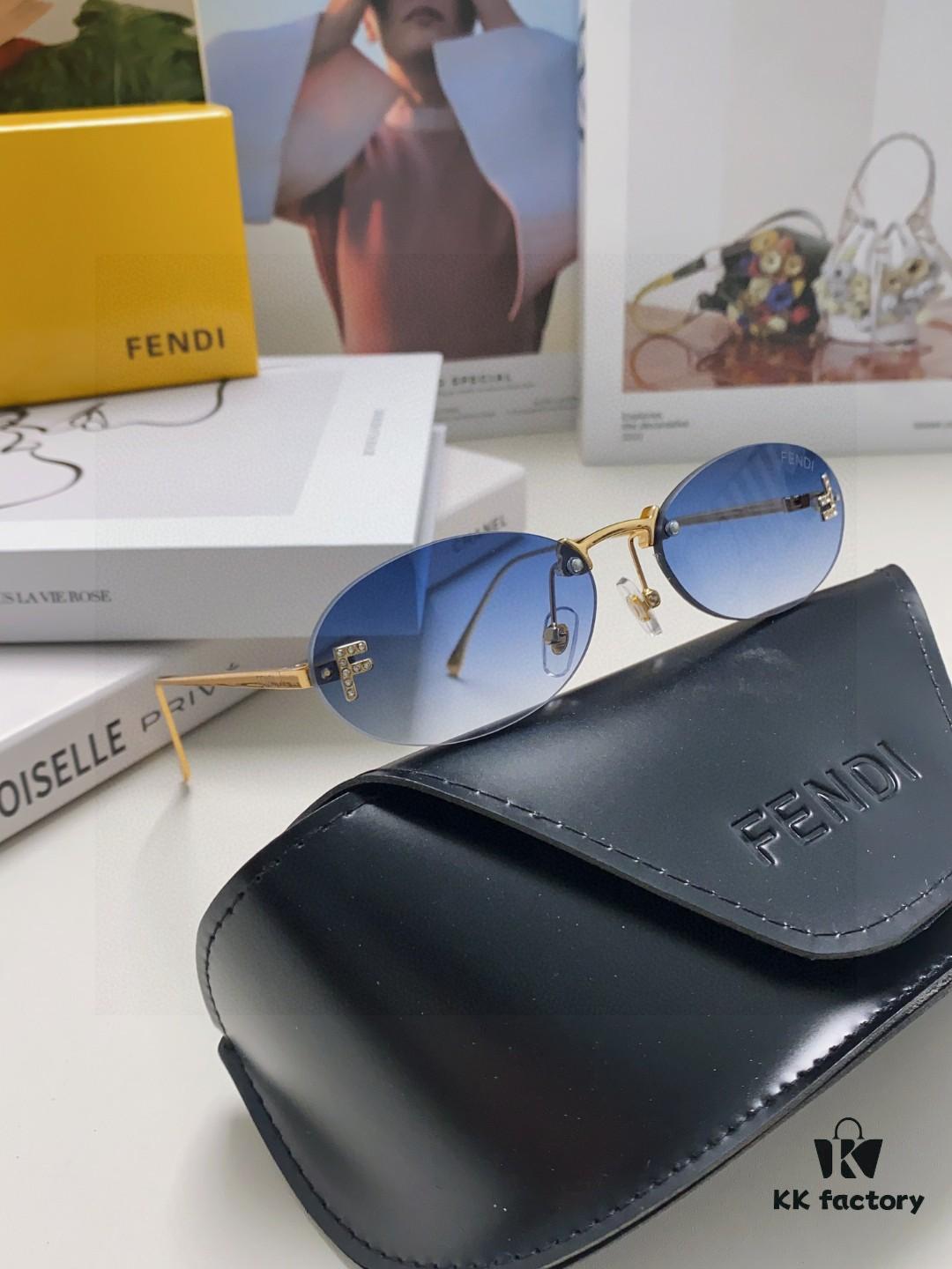 6931fcc03a89a121ed54d2a4 Fendi 2024 New Arrival Metal Frameless Oval Sunglasses for Women, Stylish and Unique Unisex UV-Protective Shades