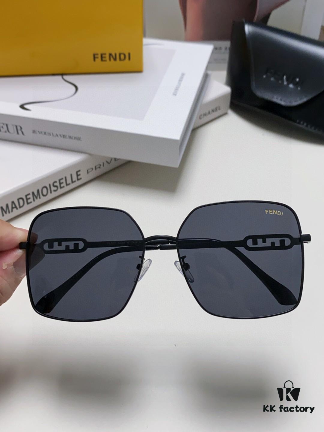 6931fcc13a89a121ed54d2aa Fendi 2024 New Large Round Oversized Metal Sunglasses for Women, Slimming UV Protection Polarized Sun Glasses