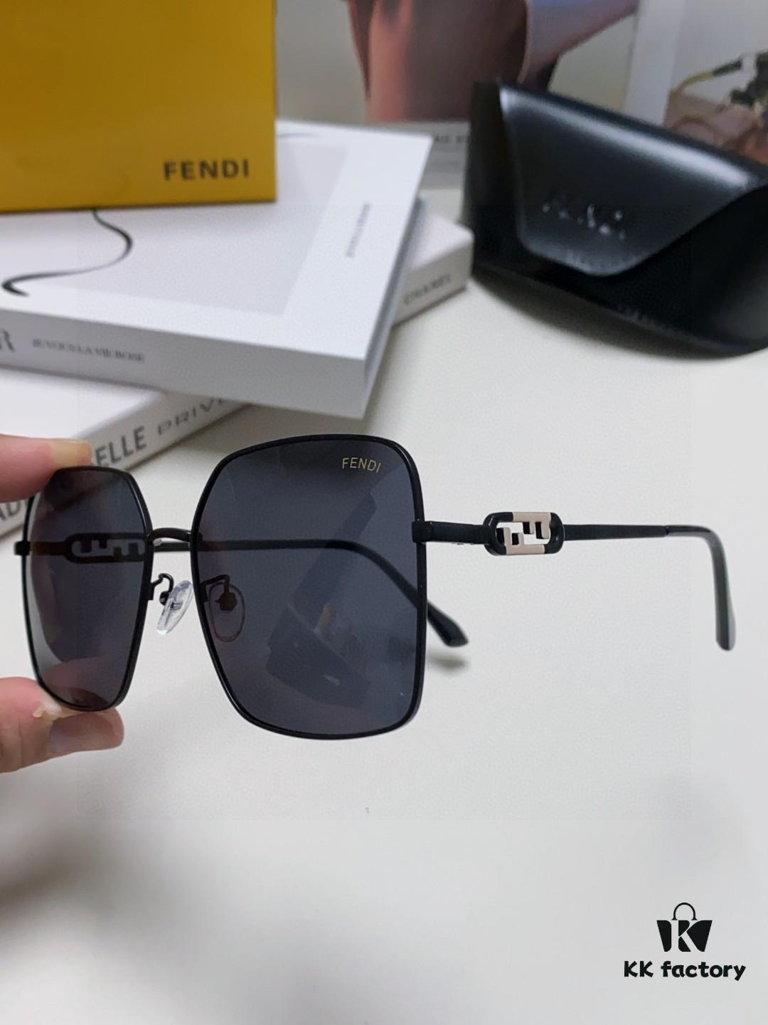 6931fcc13a89a121ed54d2ac Fendi 2024 New Large Round Oversized Metal Sunglasses for Women, Slimming UV Protection Polarized Sun Glasses