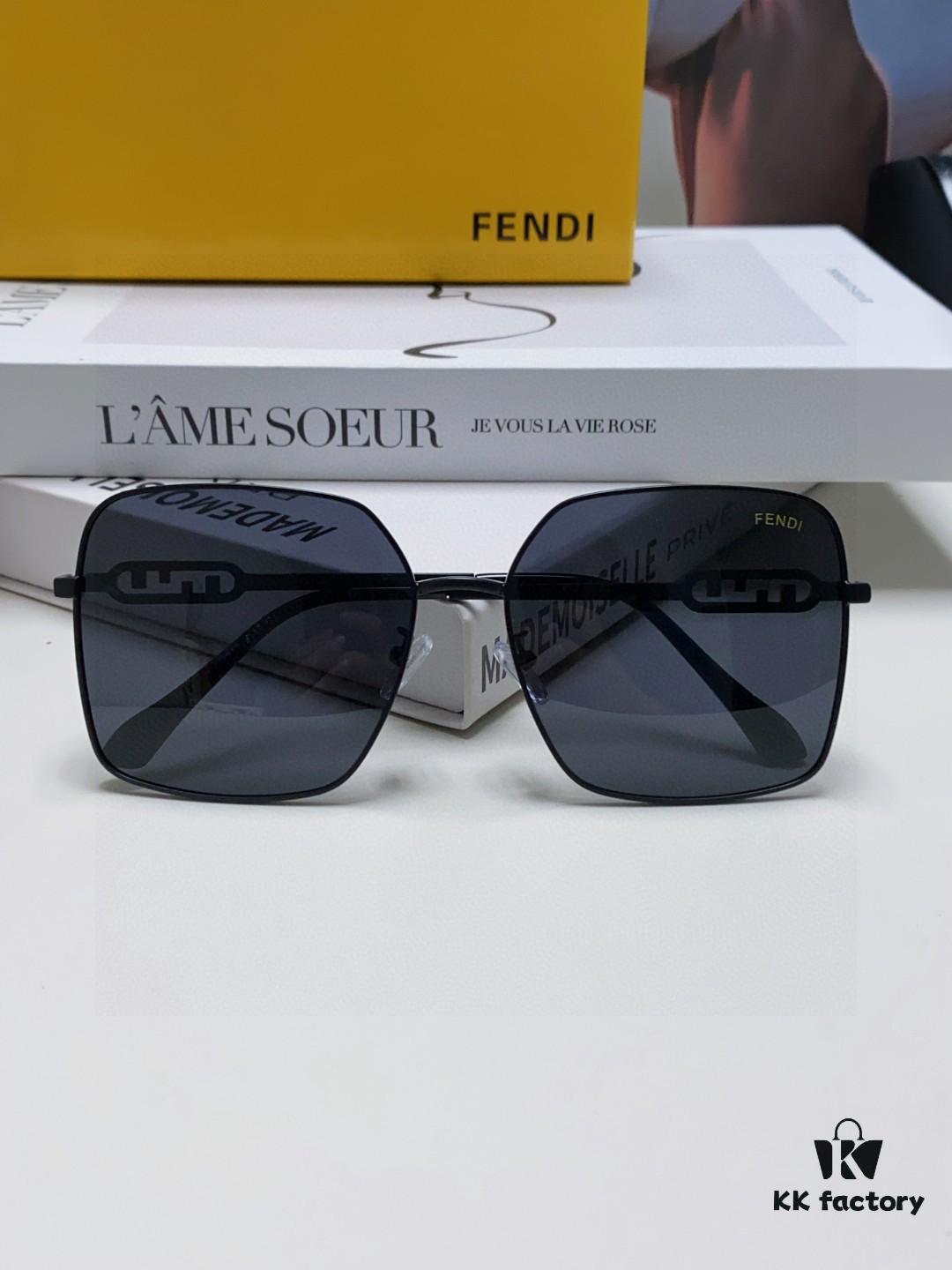 6931fcc13a89a121ed54d2ad Fendi 2024 New Large Round Oversized Metal Sunglasses for Women, Slimming UV Protection Polarized Sun Glasses