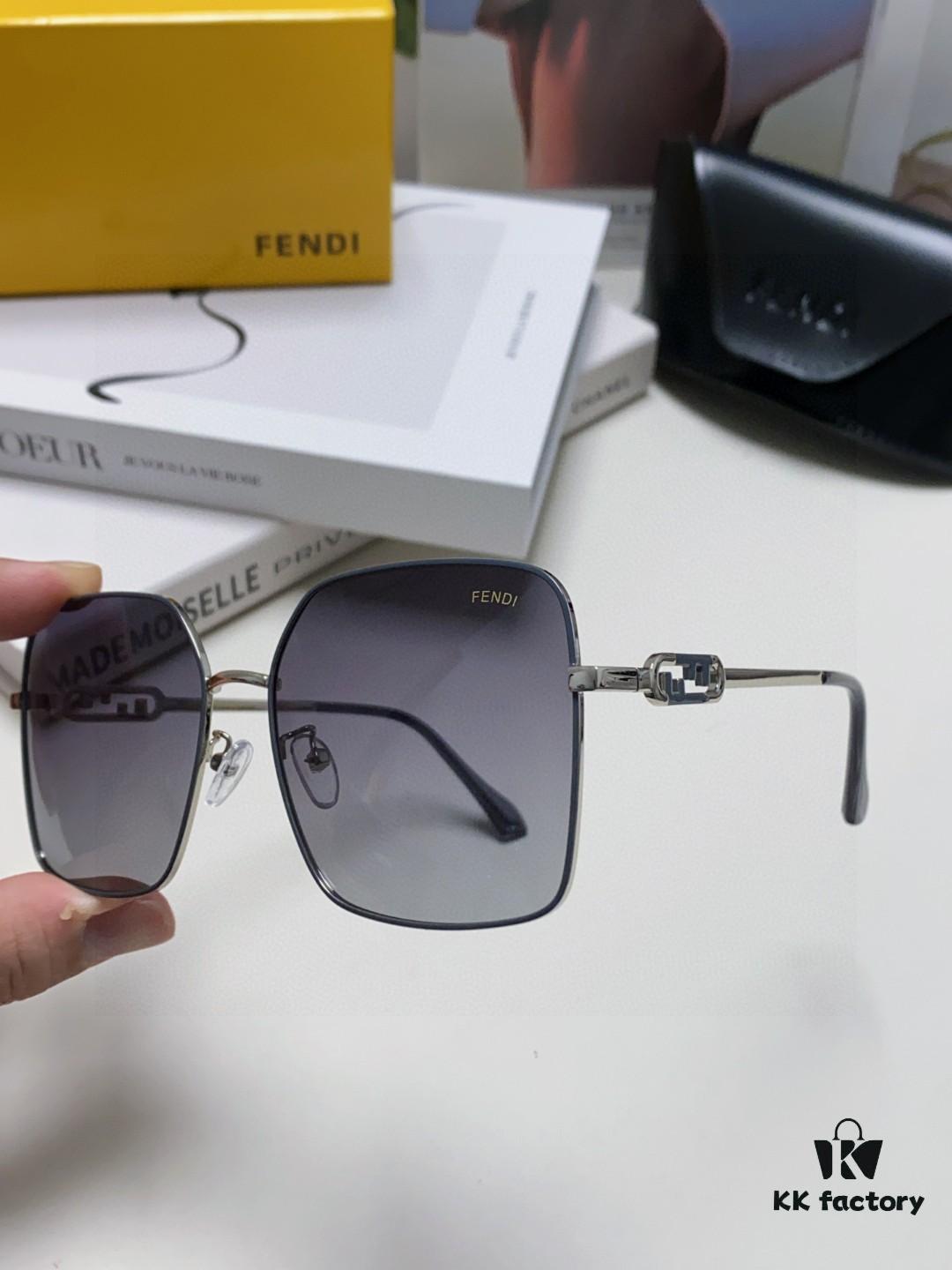 6931fcc23a89a121ed54d2b6 Fendi 2024 New Large Round Oversized Metal Sunglasses for Women, Slimming UV Protection Polarized Sun Glasses