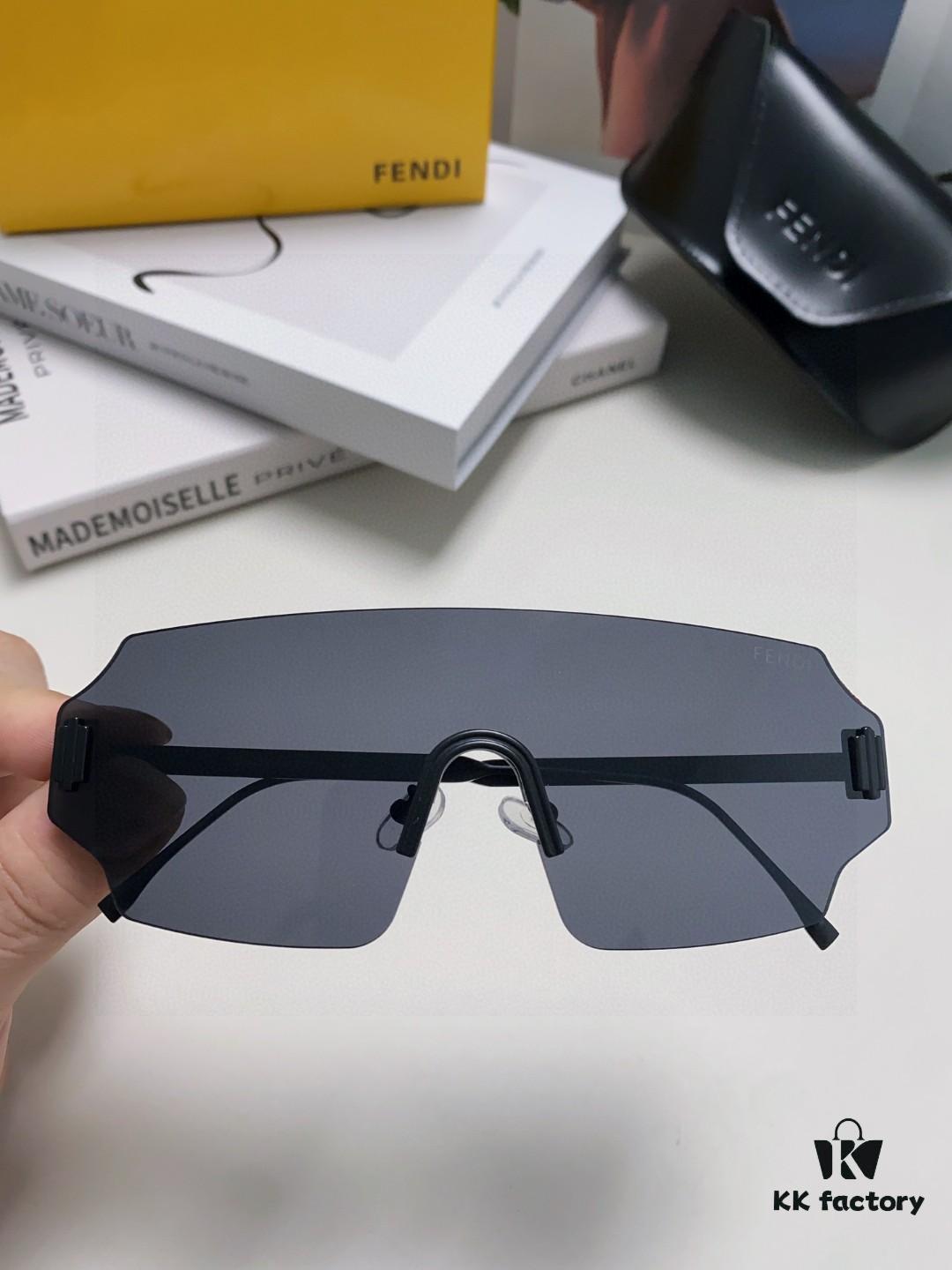 6931fcd23a89a121ed54d37d FENDI 2024 New Arrival Men's Fashionable Avant-Garde Mask-Style Sunglasses, Frameless One-Piece Ocean Lens Unisex Oversized UV-Protective Windproof Shades