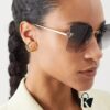6931fcdd3a89a121ed54d40c Fendi 2024 New Arrival Exquisite F Diamond Metal Square Frameless Sunglasses Unisex UV Protection Shades FE4082US