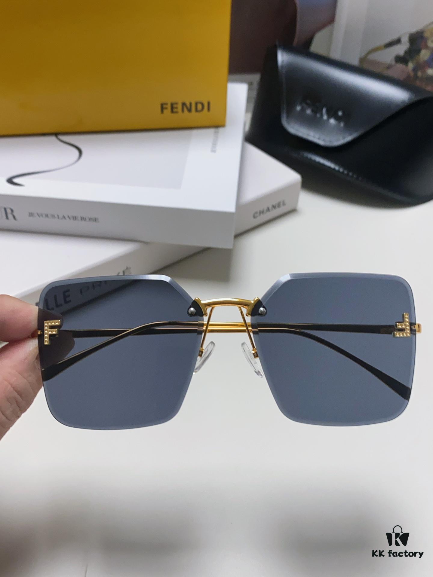 6931fcdd3a89a121ed54d411 Fendi 2024 New Arrival Exquisite F Diamond Metal Square Frameless Sunglasses Unisex UV Protection Shades FE4082US