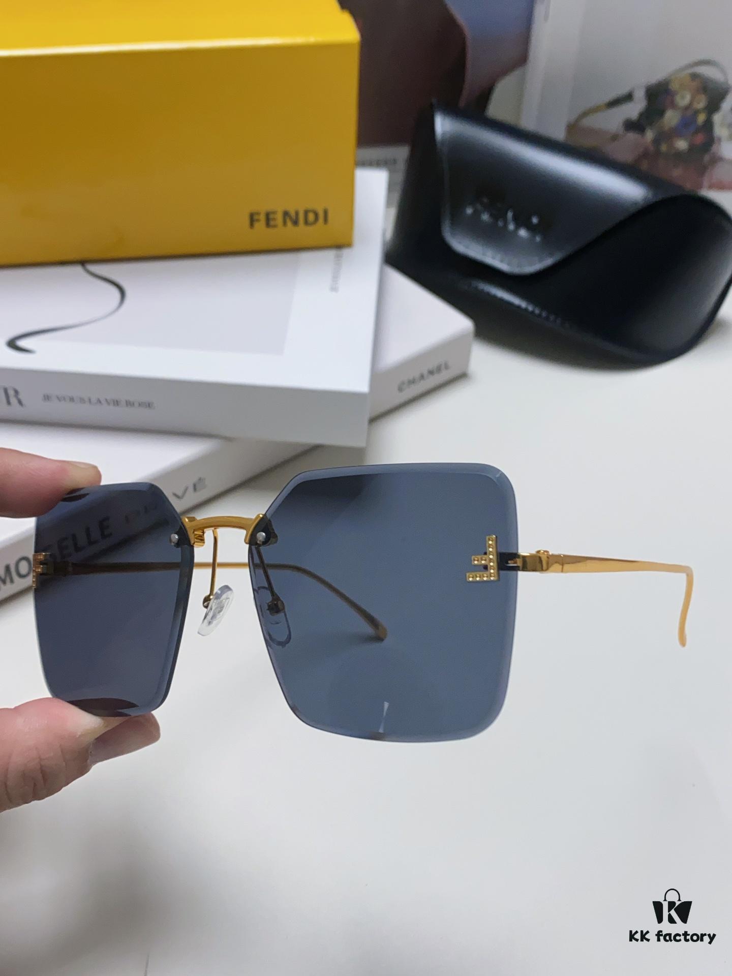 6931fcdd3a89a121ed54d413 Fendi 2024 New Arrival Exquisite F Diamond Metal Square Frameless Sunglasses Unisex UV Protection Shades FE4082US
