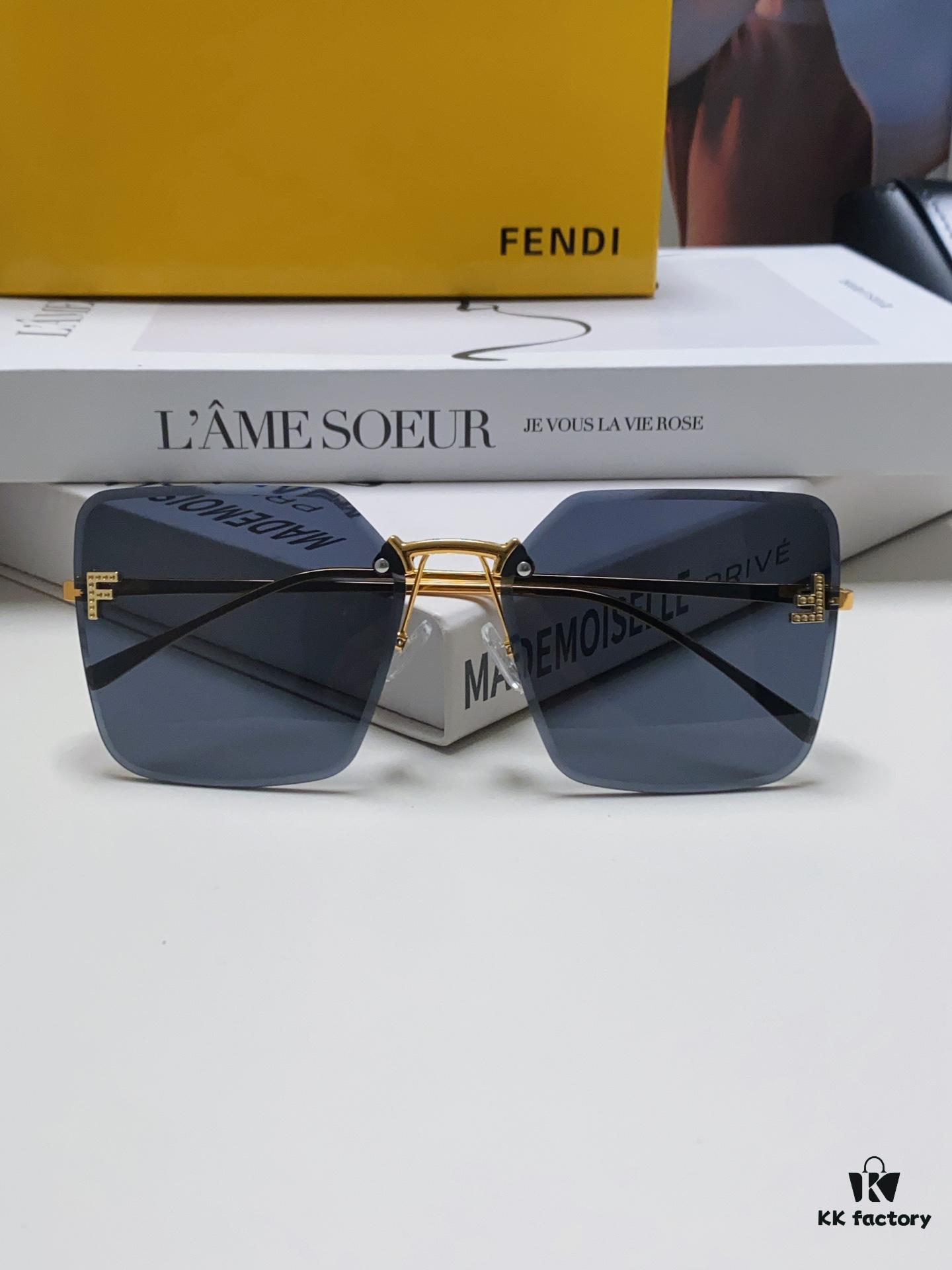 6931fcdd3a89a121ed54d414 Fendi 2024 New Arrival Exquisite F Diamond Metal Square Frameless Sunglasses Unisex UV Protection Shades FE4082US