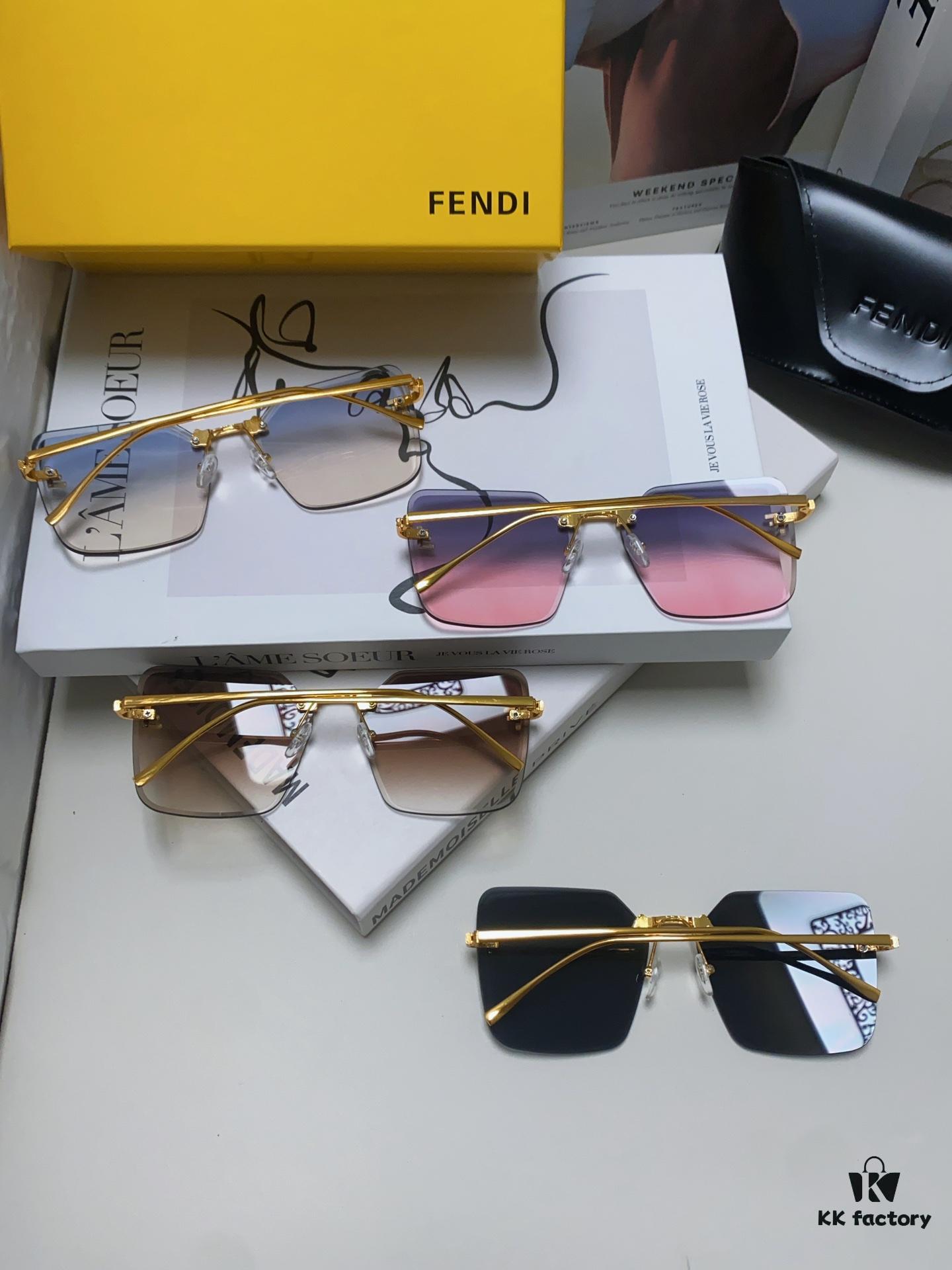 6931fcdd3a89a121ed54d416 Fendi 2024 New Arrival Exquisite F Diamond Metal Square Frameless Sunglasses Unisex UV Protection Shades FE4082US